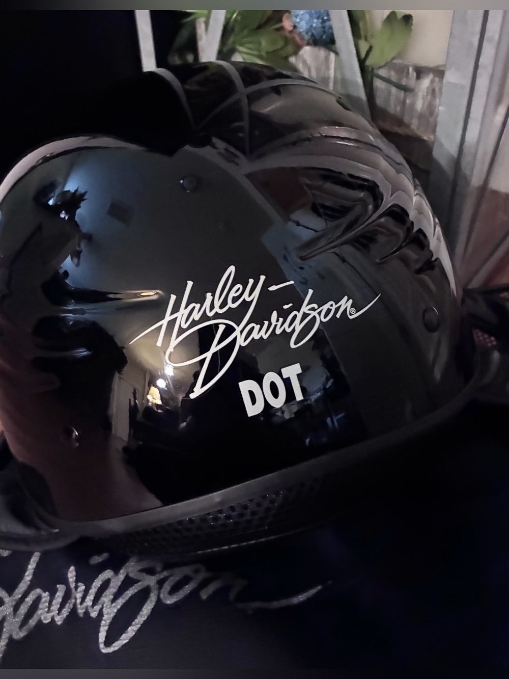 Harley-Davidson Women’s Bling Skyline Half Gloss Black DOT Helmet Size Sm - Picture 9 of 14